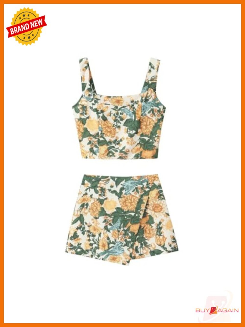 Floral Crop Top and Mini Skirt Set Summer Vacation Outfits Short Set